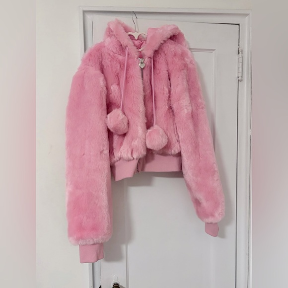 Sugar Thrillz Jackets & Blazers - Sugar Thrillz CANDY BLOSSOM FAUX FUR JACKET- PINK XL